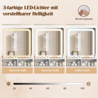 Costway Σετ Τουαλέτας Μακιγιάζ με Ενσωματωμένο Σταθμό Φόρτισης και ...