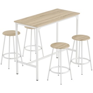 HOMCOM Σετ Μπαρ 5 Τεμαχίων με Πάγκο 110x50x89,5 εκ. και Σκαμπό Ø30x... HOMCOM Σετ Μπαρ 5 Τεμαχίων με Πάγκο 110x50x89,5 εκ. και Σκαμπό Ø30x...