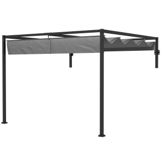 Outsunny Pergola Gazebo 3x4 m με αναδιπλούμενη οροφή και τρύπες απο...