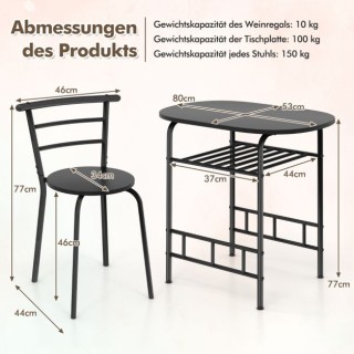 Σετ Τραπεζι και Καρέκλες 3τμχ Χρώματος Μαύρο COSTWAY KC56713DK Σετ Τραπεζι και Καρέκλες 3τμχ Χρώματος Μαύρο COSTWAY KC56713DK