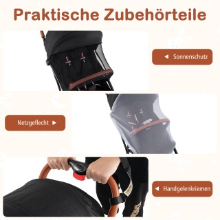 Costway Πτυσσόμενο παιδικό καρότσι με ρυθμιζόμενη πλάτη, υποπόδιο κ...