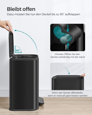 Κάδος Απορριμμάτων Κουζίνας SONGMICS 20L με Καπάκι και Πεντάλ, Μαύρο Κάδος Απορριμμάτων Κουζίνας SONGMICS 20L με Καπάκι και Πεντάλ, Μαύρο