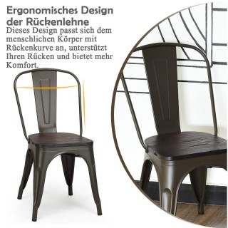 Costway Μεταλλική Καρέκλα Τραπεζαρίας με Πλάτη σε Χρώμα Μπρονζέ HW6...