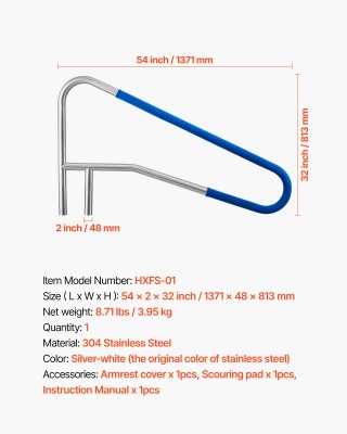 VEVOR Ανοξείδωτο Βαρέως Τύπου Χειρολισθήρα Πισίνας με Αντιολισθητικ...