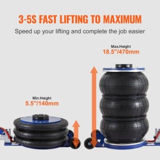 VEVOR Αερογρύλος 5 Τόνων με Τριπλή Σακούλα, Ανύψωση έως 470mm, Γρήγ...