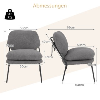 Costway Καρέκλα Χωρίς Μπράτσα με Μαλακό Ύφασμα Teddy-Fleece και Ανθ...