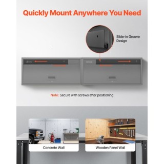 VEVOR Μεταλλικό Επιτοίχιο Ντουλάπι με Άνω Πόρτα για Γκαράζ και Αποθ...