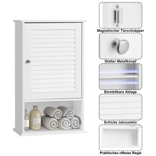 Costway Λευκός Κρεμαστός Ντουλάπι Μπάνιου με Ρυθμιζόμενα Ράφια και ... Costway Λευκός Κρεμαστός Ντουλάπι Μπάνιου με Ρυθμιζόμενα Ράφια και ...