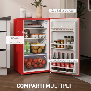 HOMCOM Μικρό Ψυγείο 91L Μονόπορτο Αναστρέψιμο με Καταψύκτη και Ρυθμ...