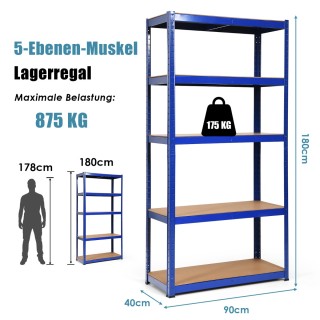 Costway  Πενταεπίπεδο Ράφι Αποθήκευσης από Γαλβανισμένο Ατσάλι και ...