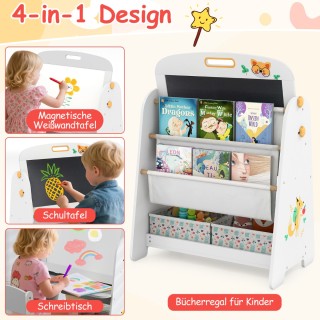 Costway  Παιδικό Καβαλέτο με Καρέκλα και Βιβλιοθήκη, Μαγνητική Κρεμ...