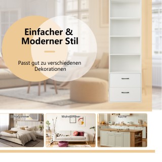 Costway Υψηλή Λευκή Βιβλιοθήκη 6 Επιπέδων 188 εκ CB10442WH