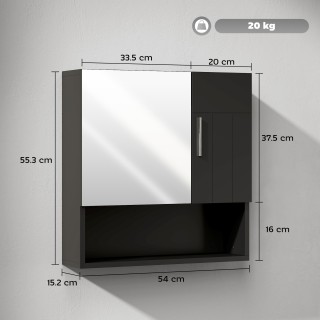 Kleankin Ξύλινη Ντουλάπα Μπάνιου με Καθρέφτη και Ρυθμιζόμενα Ράφια,...