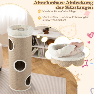 Costway Τετραώροφο Καταφύγιο Γάτας για Πολλές Γάτες με Αποσπώμενο Μ...