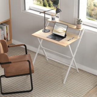 HOMCOM Πτυσσόμενο Γραφείο με Ράφι για Οθόνη, 81.5x62x86.5 εκ., Ξύλο...