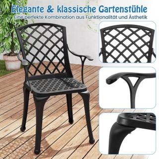 Costway  Σετ 2 Καρεκλών Τραπεζαρίας από Χυτό Αλουμίνιο για Εξωτερικ...