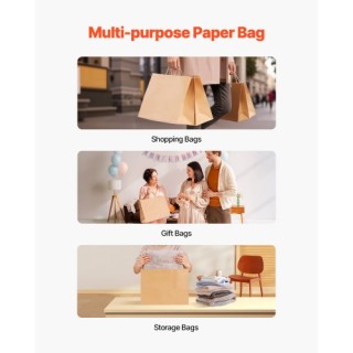 VEVOR Χάρτινες Τσάντες με Χερούλια 100τμχ 16x6x12 καφέ ZZGWDHTS1661...