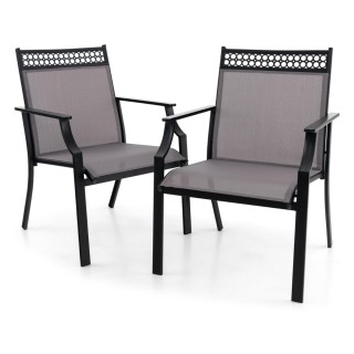 Costway Σετ 2 Καρεκλών Κήπου Γκρι με Μεταλλικό Σκελετό και Υφασμάτι... Costway Σετ 2 Καρεκλών Κήπου Γκρι με Μεταλλικό Σκελετό και Υφασμάτι...