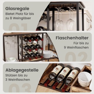 Costway Κινητό Μπαρ Τριών Επιπέδων με Ρουστίκ Σχεδιασμό και Αποθηκ... Costway Κινητό Μπαρ Τριών Επιπέδων με Ρουστίκ Σχεδιασμό και Αποθηκ...