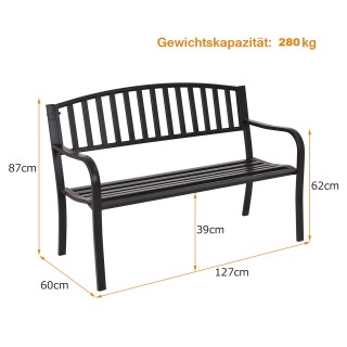 Costway Μεταλλικός Κήπος Πάγκος Βεράντας με Ριγέ Σχέδιο και Ανθεκτι...