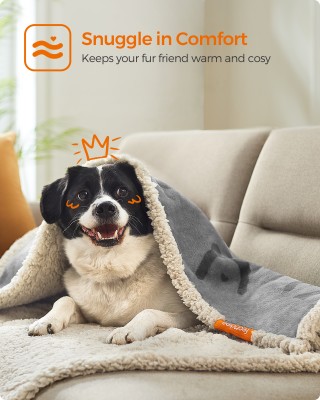 Feandrea Αδιάβροχη κουβέρτα κατοικιδίων διπλής όψης Sherpa Fleece γ...