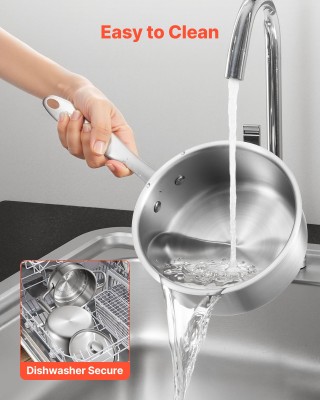 VEVOR Κατσαρόλα 1.5QT με Ατμομάγειρα (φ 16x7.5 εκ) από Ανοξείδωτο Χ...