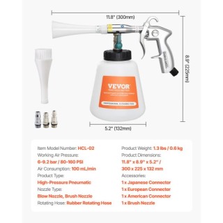 VEVOR Πιστόλι Καθαρισμού Αυτοκινήτου Υψηλής Πίεσης με Δοχείο 1L PJW... VEVOR Πιστόλι Καθαρισμού Αυτοκινήτου Υψηλής Πίεσης με Δοχείο 1L PJW...