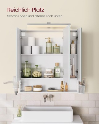 Ντουλάπι Μπάνιου με Καθρέφτη Υποδοχές USB/AC και Φωτισμό  70  x 16,...