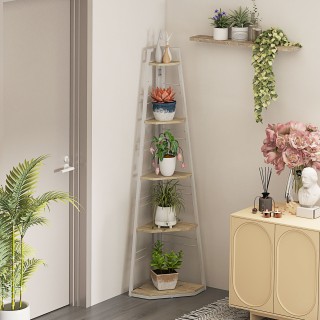 Ξύλινη Γωνιακή Βιβλιοθήκη με 5 Ράφια καιι Ρυθμιζόμενα Πόδια - 37.5 ... Ξύλινη Γωνιακή Βιβλιοθήκη με 5 Ράφια καιι Ρυθμιζόμενα Πόδια - 37.5 ...