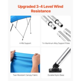 VEVOR Τέντα Σκάφους 4 Αψίδων 96 x (79-84) x 54 Μπλε 4GCYZYP96798QNE...