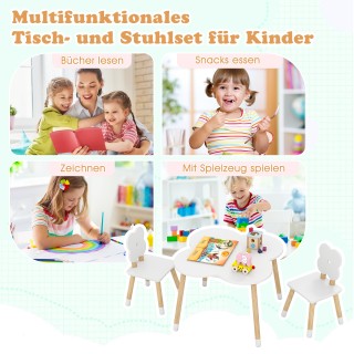 Costway Σετ Παιδικού Τραπεζιού σε Σχήμα Λουλουδιού με Ξύλινο Παιχνι...