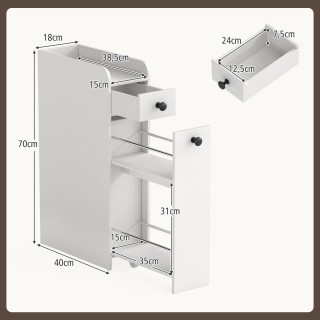 Costway Στενό τροχήλατο ντουλάπι για στενούς χώρους με ανοιχτό ράφι...