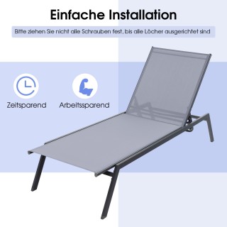 Ρυθμιζόμενη Ξαπλώστρα με 6 Στάδια, Μεταλλικό Πλαίσιο και Αναπνεύσιμ...