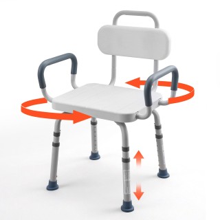 VEVOR Περιστρεφόμενη Καρέκλα Ντους με Μπράτσα και Πλάτη, Ρυθμιζόμεν...