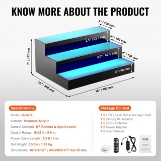 VEVOR Φωτιζόμενο Ράφι Μπουκαλιών 16 3 Επιπέδων με Έλεγχο RF & Εφαρμ... VEVOR Φωτιζόμενο Ράφι Μπουκαλιών 16 3 Επιπέδων με Έλεγχο RF & Εφαρμ...