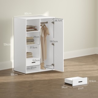 HOMCOM Μοντέρνα Ντουλάπα 80x50x124 εκ. 831-967V00WT