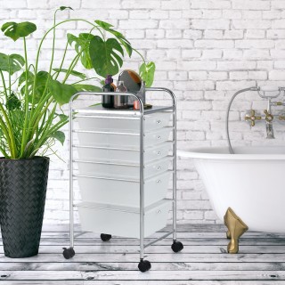 Costway Διαφανής Καρότσι με 6 Συρτάρια & Μεταλλική Κατασκευή HW53824CL