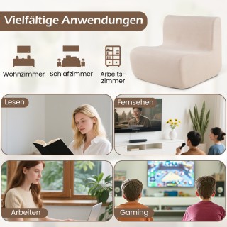 Costway Καθιστικό Δαπέδου με Πλάτη & Μαλακό Βελούδο & Εργονομική Υπ...