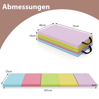 Costway Πτυσσόμενο Στρώμα Γυμναστικής από PU με Λαβή Μεταφοράς - Αθ...