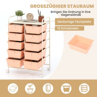 Costway Καρότσι Αποθήκευσης με 10 Στοιβαζόμενα Συρτάρια - Ροζ JV110...