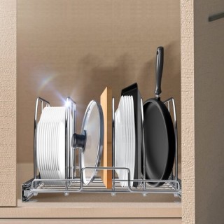 VEVOR Ράφι Κατσαρολών & Ταψιών, Επεκτάσιμο Συρόμενο Οργανωτής Ντουλ...