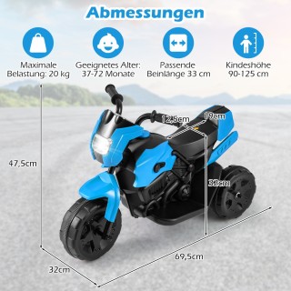 Costway Ηλεκτρική Παιδική Μηχανή 3 Τροχών 6V με LED Φανάρια και Ποδ...