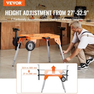 VEVOR  Ρυθμιζόμενη Βάση Πριονιού με Τροχούς 330lbs  TSXQJZJ5060IEB0...