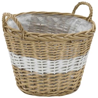 vidaXL Γλάστρες Υπερυψωμένες 4 τεμ. Wicker με Επένδυση Πολυαιθυλενί...