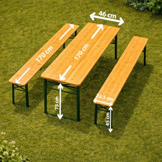 BAKAJI Σετ Μπυραρίας με 2 Πάγκους και Πτυσσόμενο Τραπέζι - Εξοικονό...