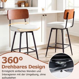 Costway Σετ 2 περιστρεφόμενα βιομηχανικά σκαμπό μπαρ με τετράγωνη ε...