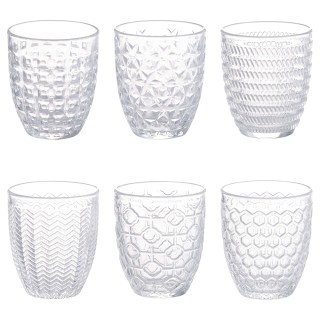 Villa DEste  Σετ 6 ποτήρια νερού 320 ml από διαφανές γυαλί με ανάγλ...
