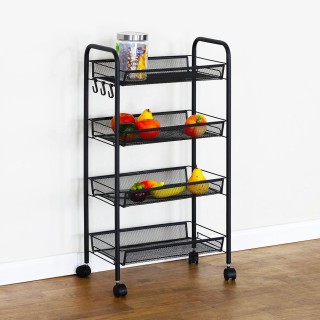 BAKAJI Πολυλειτουργικό Τροχήλατο Καρότσι Αποθήκευσης 4 Ραφιών Μαύρη... BAKAJI Πολυλειτουργικό Τροχήλατο Καρότσι Αποθήκευσης 4 Ραφιών Μαύρη...