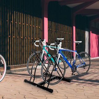 Costway Ποδηλατοστάτης Δαπέδου για 2 Ποδήλατα - Μαύρο 60 x 53 x 56 ...