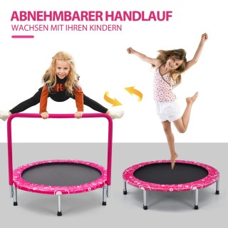 Costway Παιδικό Τραμπολίνο με Λαβή Διπλωτό 92 εκ. Ροζ + Μαύρο TW100...